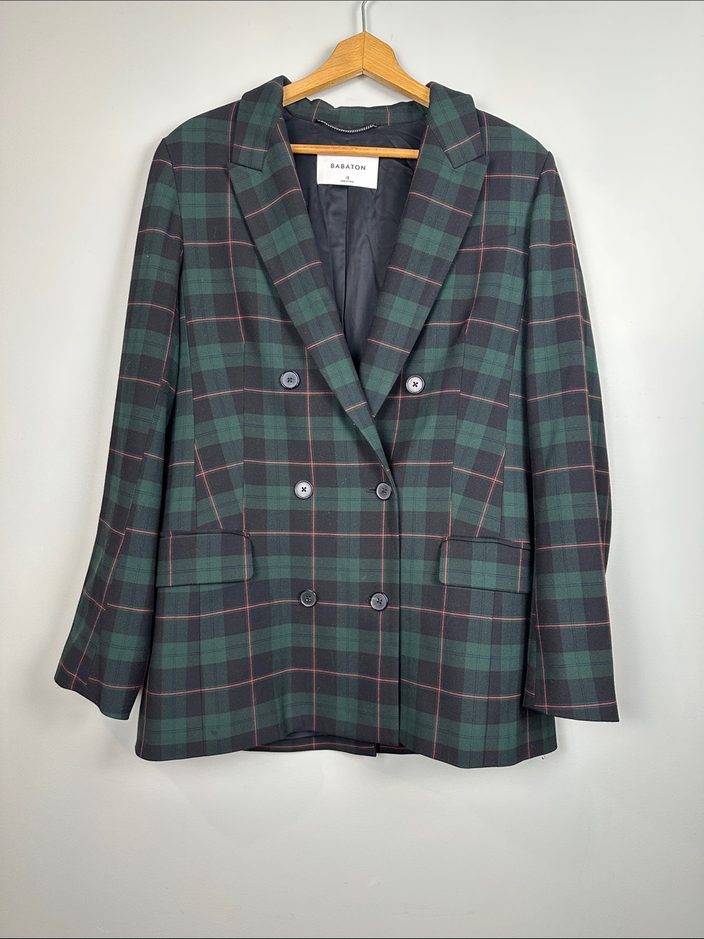 184. BABATON plaid double breasted blazer academia.